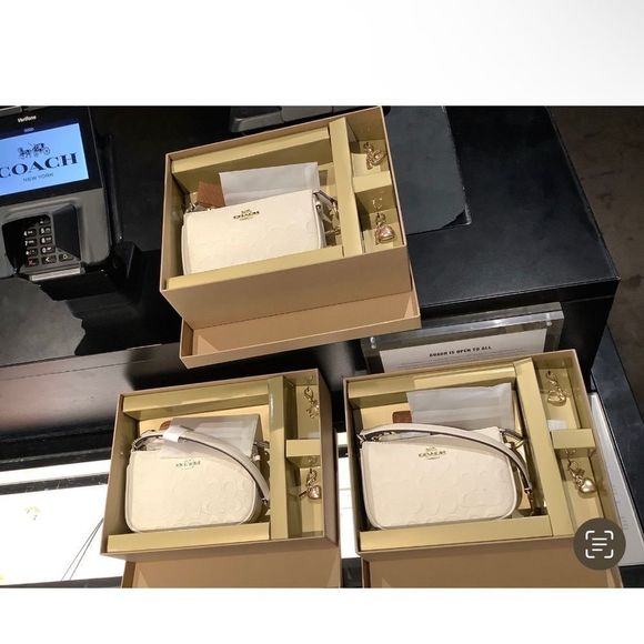 LAST 1 ❤️ NWT Coach Boxed Nolita 15 Embossed Signature Leather Chalk CF549 Gift - Picture 14 of 14